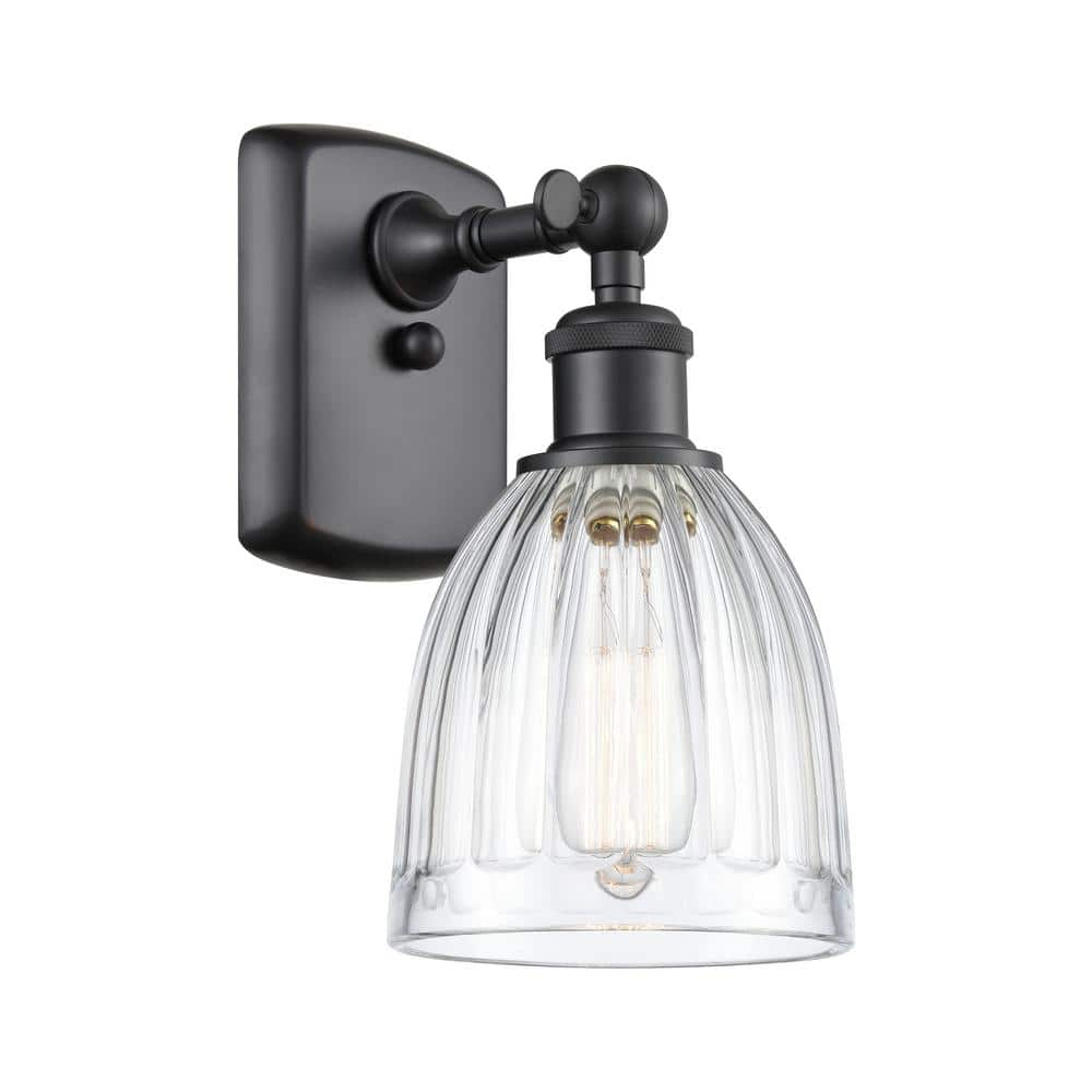 Brookfield 1-Light Matte Black Wall Sconce with Clear Glass Shade -  Innovations, 516-1W-BK-G442