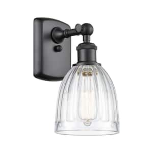 Brookfield 1-Light Matte Black Wall Sconce with Clear Glass Shade