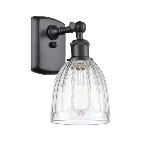 Innovations Brookfield 1-Light Matte Black Wall Sconce with Clear Glass Shade