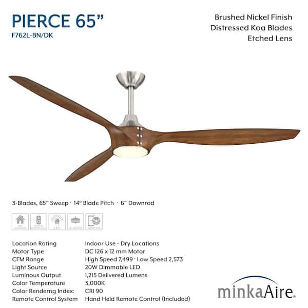 MINKA-AIRE Pierce-65 65 in. Smart Indoor Brushed Nickel Low