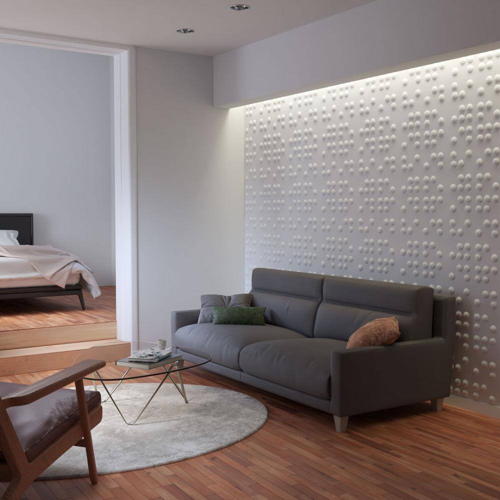 Emery White PVC 3D Textured Wall Panel 19.63" x 19.63"