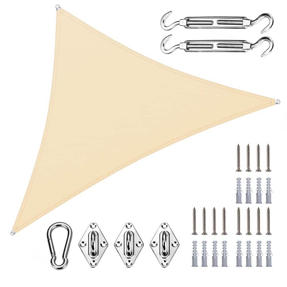 12 ft. x 12 ft. x 12 ft. Triangle Waterproof Shade Sail with Hardware Kit-Beige price history on PriceWatchPro