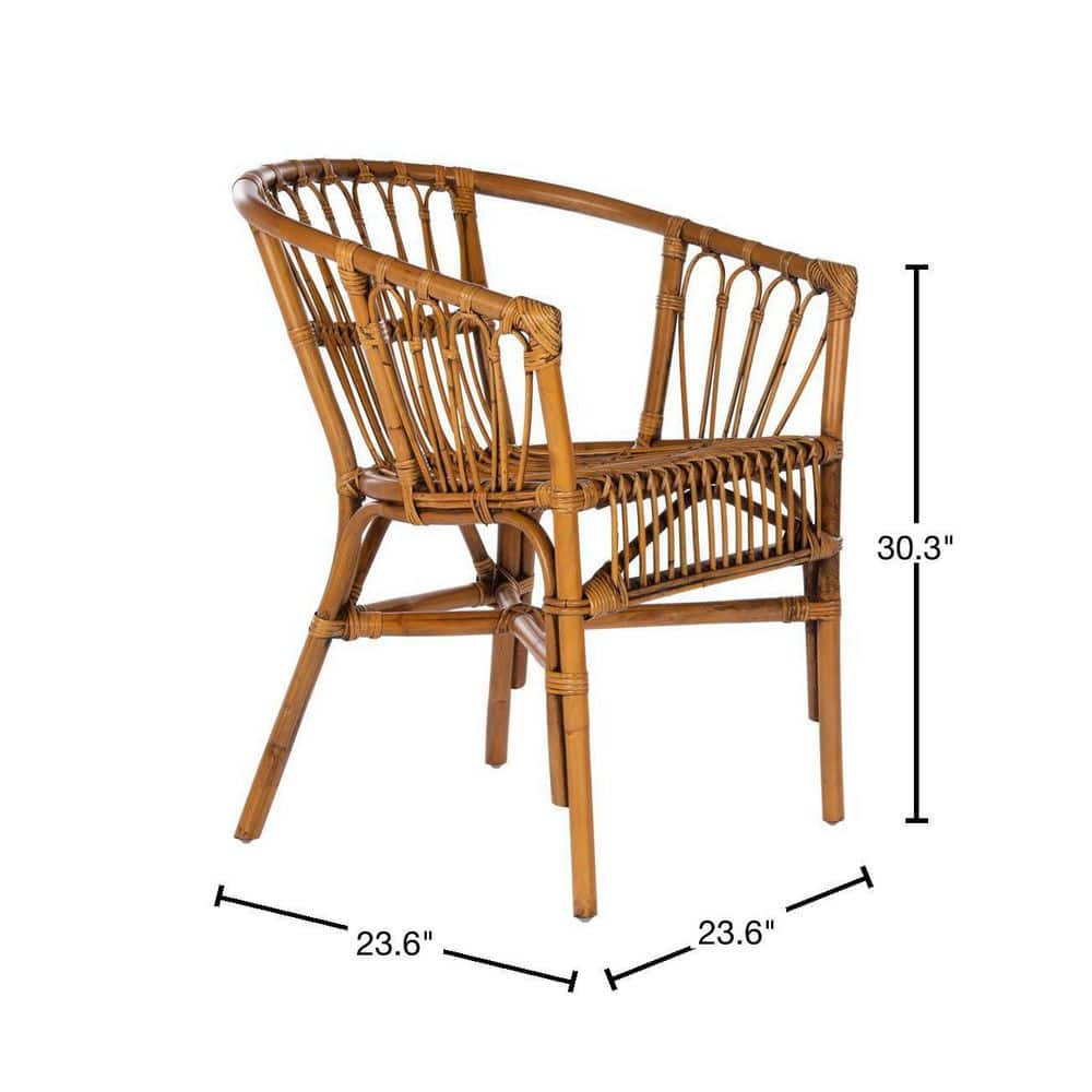 Honey Brown Wash Rattan Accent Chair Set, Sustainably Sourced