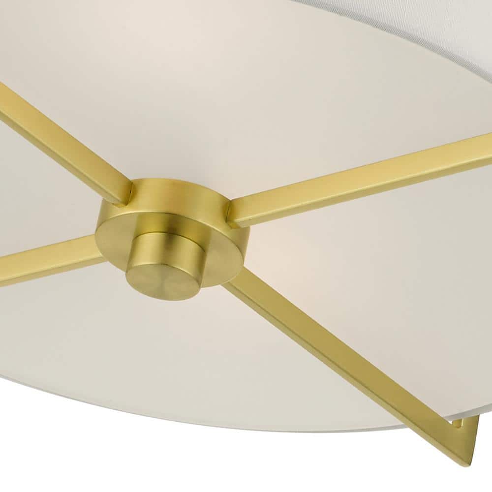 Satin Brass Contemporary 2-Light LED Drum Flush Mount