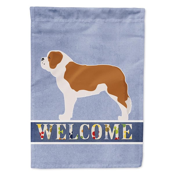 Caroline's Treasures 11 in. x 15-1/2 in. Polyester Saint Bernard Welcome 2-Sided 2-Ply Garden Flag