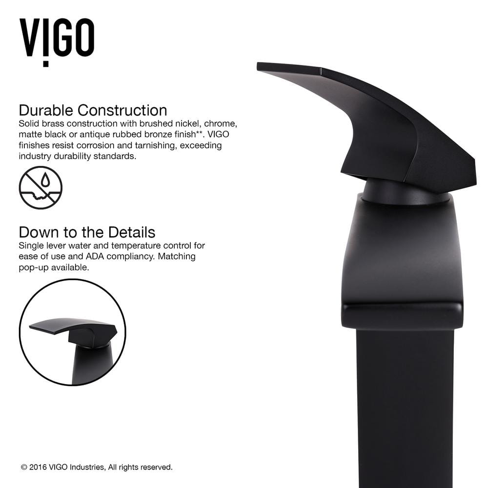 Modern Matte Black Brass Vessel Sink Faucet with Ceramic Disc Valve
