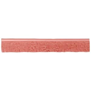 Virtuo Coralito Pink 1.45 in. x 9.21 in. Polished Crackled Ceramic Bullnose Tile Trim