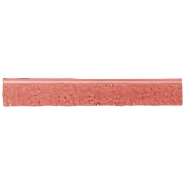 Ivy Hill Tile Virtuo Coralito Pink 1.45 in. x 9.21 in. Polished Crackled Ceramic Bullnose Tile Trim