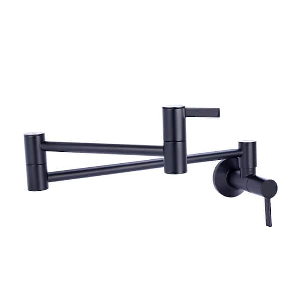 Fontaine by Italia Residential Modern Wall Mount Kitchen Pot Filler in Matte Black