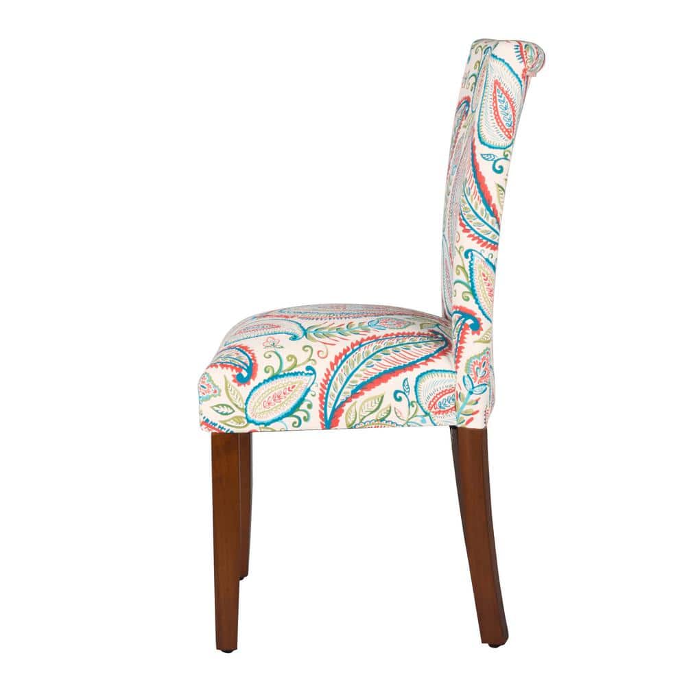 Classic Multicolor Linen and Wood Parsons Side Chair Set