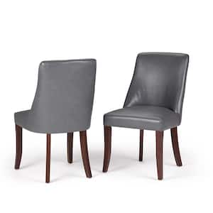 Walden Contemporary Deluxe Dining Chair (Set of 2) in Stone Grey Faux Leather