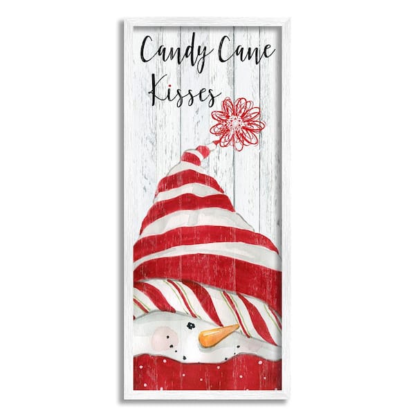 Stupell Industries Candy Cane Kisses Phrase by Carol Robinson 1 Piece Framed Graphic Print Typography Poster Art Print 24 in. x 10 in.
