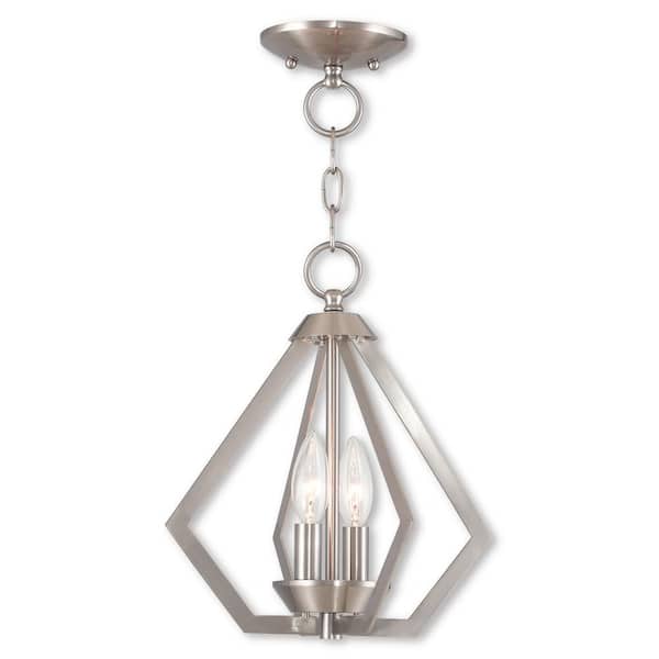 AVIANCE LIGHTING Dorrance 11.25 in. 2-Light Brushed Nickel Diamond Convertible Mini Chandelier/Semi Flush