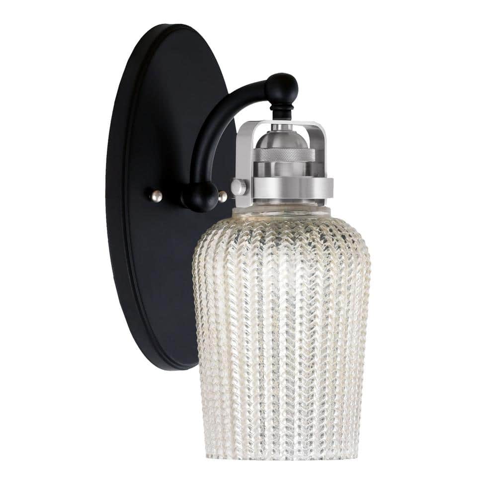 Decatur 1-Light Matte Black and Brushed Nickel Wall Sconce 1R931MBBN4253 -  The Home Depot