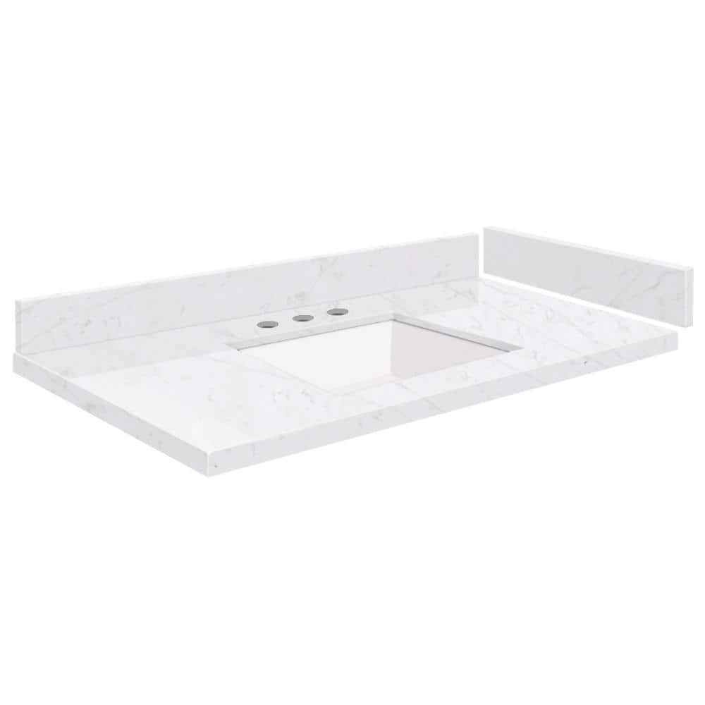 Silestone 34.5 in. W x 22.25 in. D Quartz Vanity Top in Statuario with White Rectangular Single Sink price history on PriceWatchPro