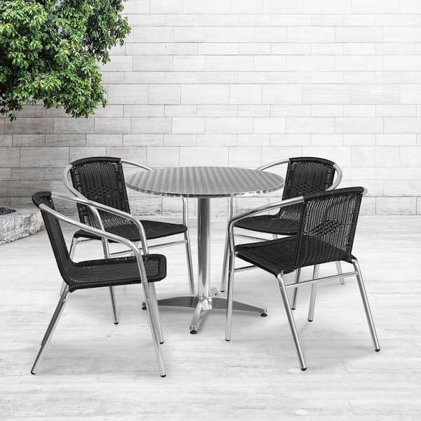 Carnegy Avenue Gray 5-Piece Metal Round Outdoor Bistro Set