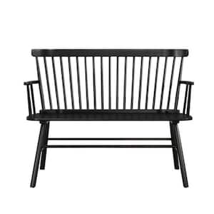 Transitional Style Black Curved Design Spindle Back Bench with Splayed Legs 48 in. L x 19 in.W x 36 in.H