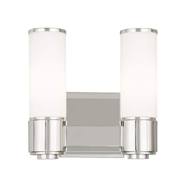 Livex Lighting Weston 2 Light Polished Nickel ADA Wall Sconce/ Bath Vanity