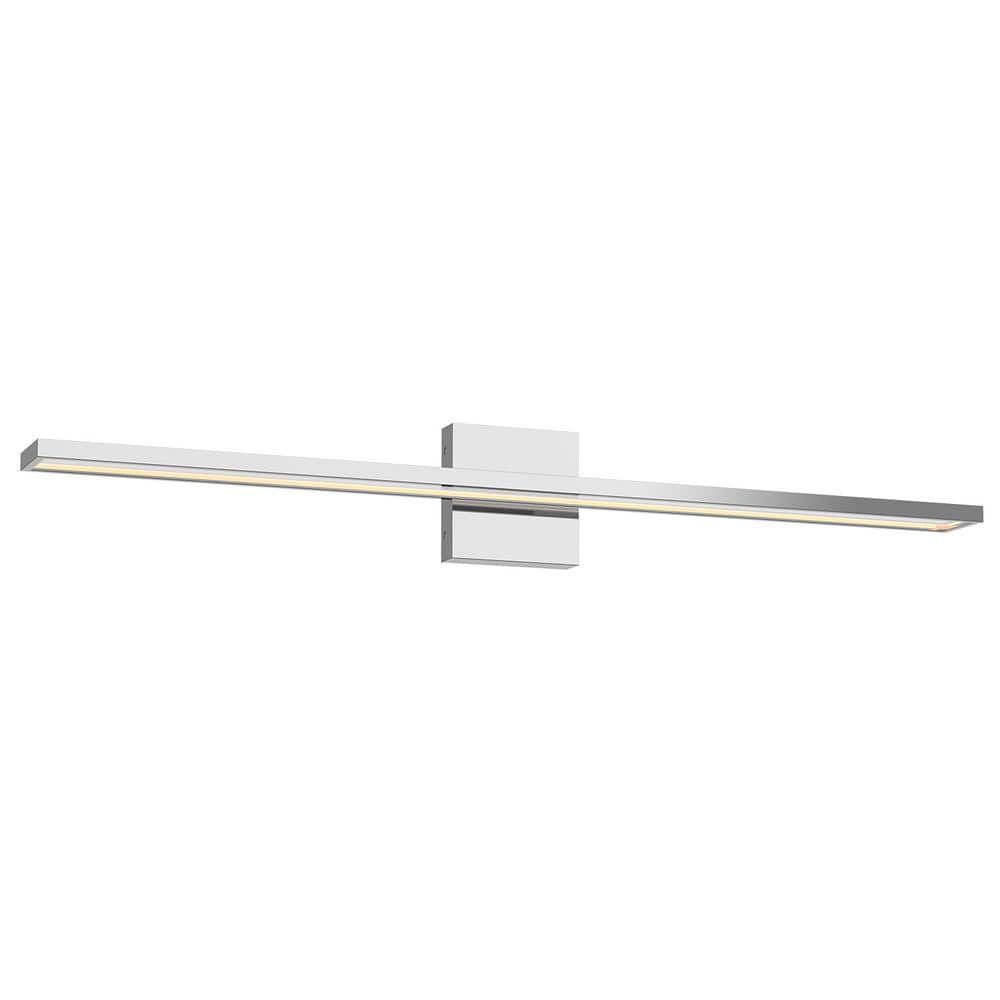 Sleek Chrome 36.5" Rectangular LED Bath Bar with Dimmable Light
