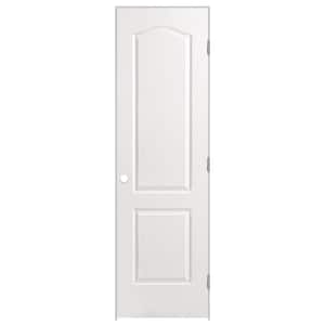 24 in. x 80 in. 2 Panel Arch Top Left-Handed Hollow-Core Textured Primed Composite Single Prehung Interior Door