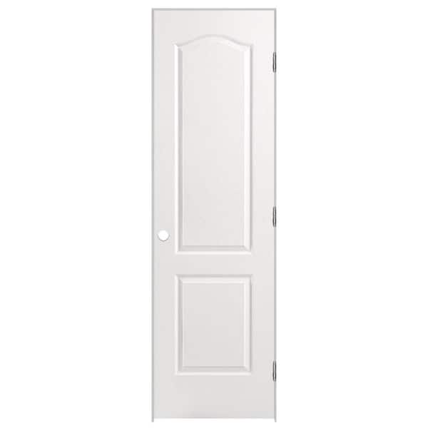 Masonite 24 in. x 80 in. 2-Panel Arch Top Solid Core Textured Primed Composite Single Prehung Interior Door