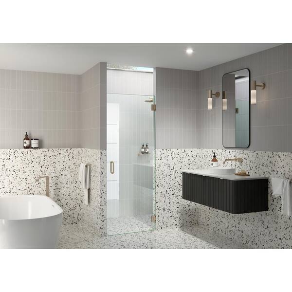 Glass Warehouse 27.5 in. W x 78 in. H Pivot/Hinged Frameless Shower Door in Brushed Bronze-Door Only-Width Adj 27.875-28.275
