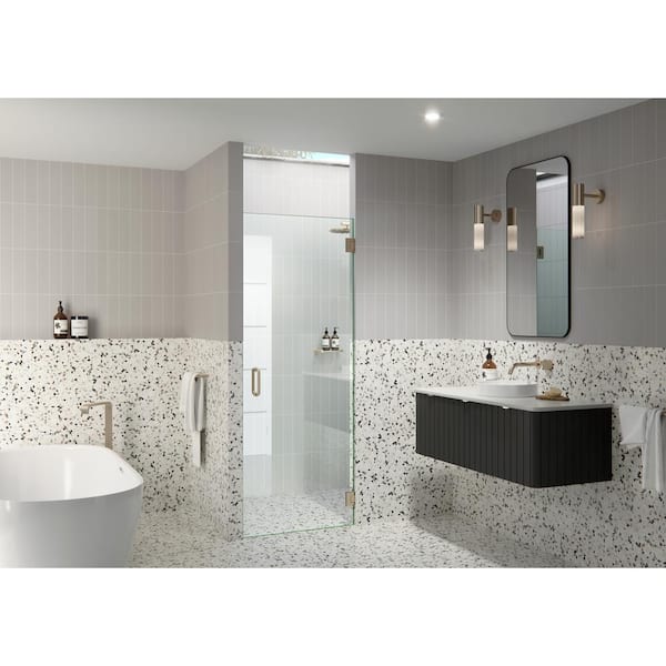 Glass Warehouse 28.5 in. W x 78 in. H Pivot/Hinged Frameless Shower Door in Brushed Bronze-Door Only-Width Adj 28.875-29.275