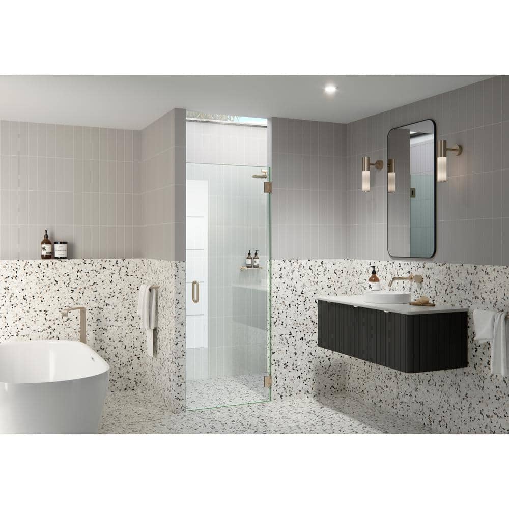 Brushed Bronze Frameless Glass Shower Door with Solid Brass Hardware