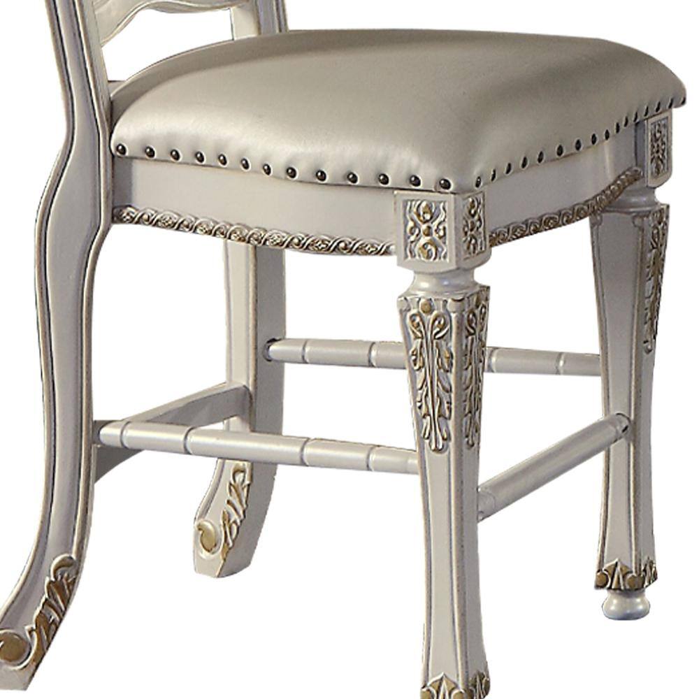 Vendome Antique Pearl Finish High Back Side Chair with Beige Upholstery