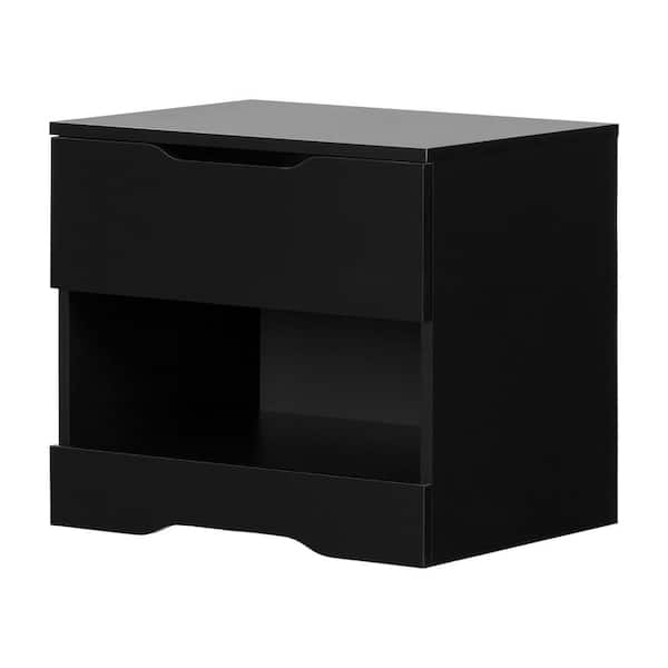 South Shore Holland 1-Drawer Nightstand in Pure Black