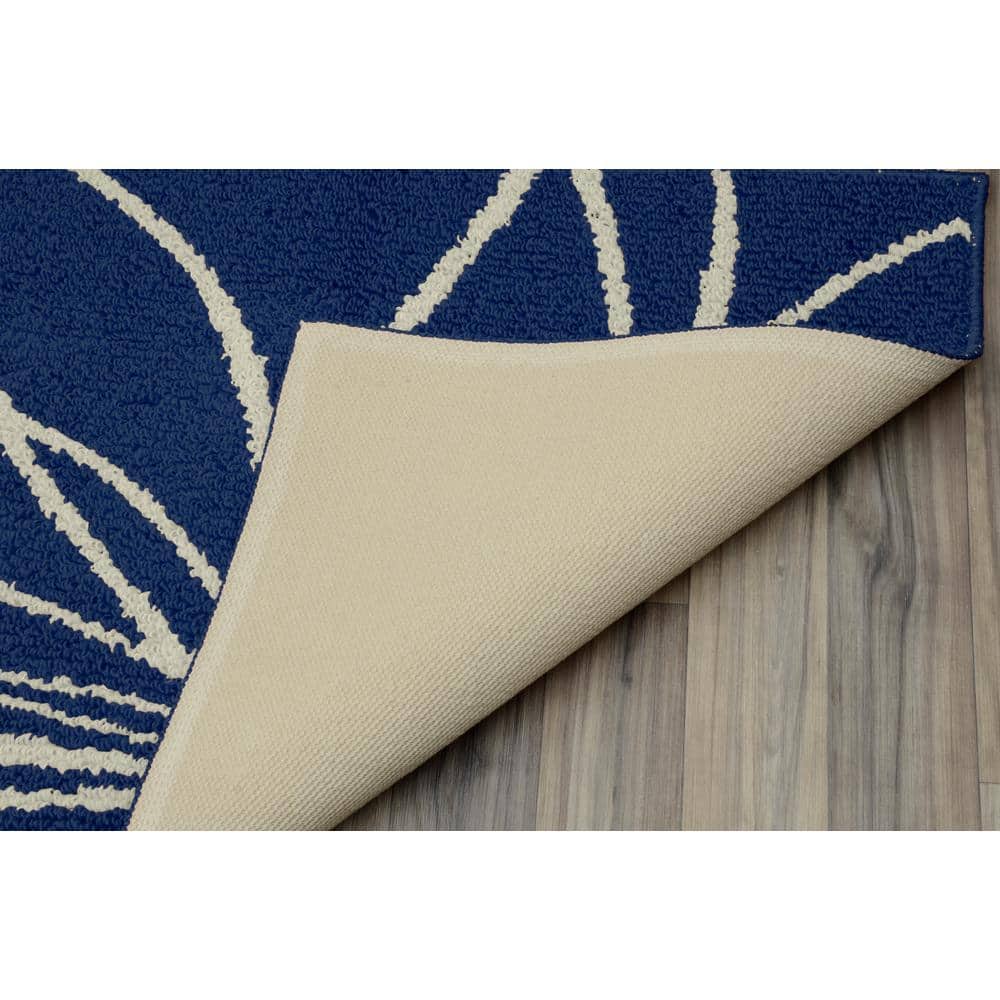 Indigo and Ivory Floral Polypropylene Indoor Accent Rug, 30" x 46"