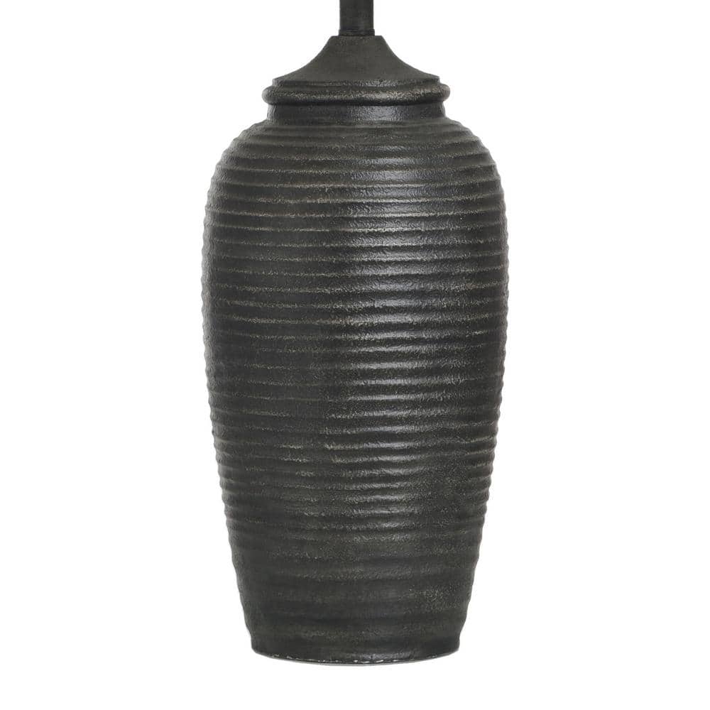 Charlotte Matte Black Polyresin Table Lamp with White Linen Shade