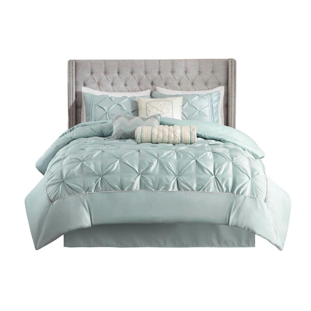 Seafoam Queen 7-Piece Pintuck Comforter Set