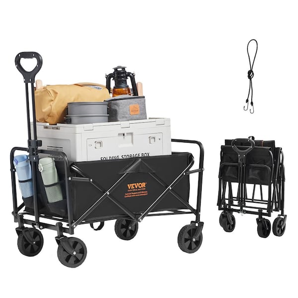 VEVOR Collapsible Folding Wagon Cart 220 lbs. Heavy-Duty Garden Carts Foldable with Wheels 2 cu. Ft. Steel Garden Cart Wagon