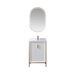Granada 24 in. W x 19.7 in. D x 33.8 in. H Single Sink Bath Vanity in White with White Stone Countertop and Mirror