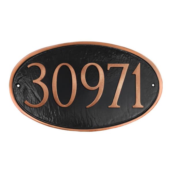 Classic Oval Standard Address Sign Plaque - Black/Copper
