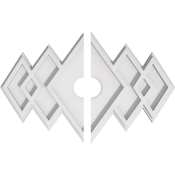 Ekena Millwork 16 in. W x 10-5/8 in. H x 2 in. ID x 1 in. P Zoe Architectural Grade PVC Contemporary Ceiling Medallion (2-Piece)