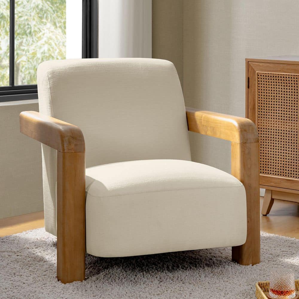 JAYDEN CREATION Dolores Linen Polyester Arm Chair with Solid