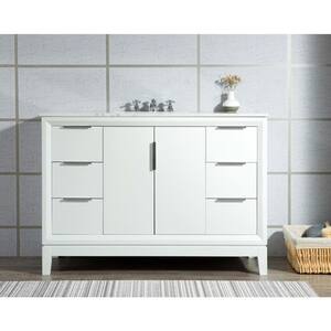 Elizabeth Collection 48 in. Bath Vanity in Pure White With Vanity Top in Carrara White Marble - With Mirror(s)