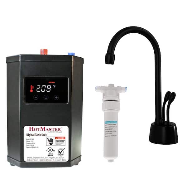 Westbrass 9-1/4 in. Develosah 2-Handle Hot and Cold Water Dispenser with Instant Hot Water Digital Tank in Matte Black