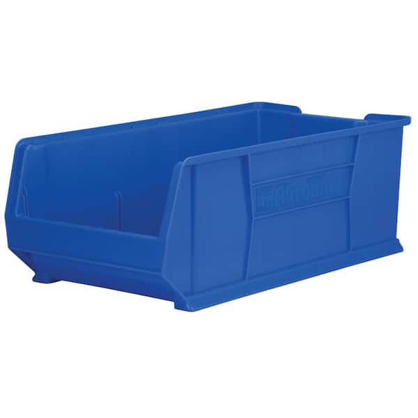 30293 Series, 16 1/2 in. W x 29 7/8 in. D x 11 in. H, Blue Super-Size Plastic Stackable Storage Bin Organizer, 1-Pack