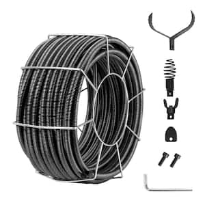 Drain Cleaning Cable 100 ft. x 3/4 in. Solid Core Sewer Drain Auger Cable with 4 Cutter for Sink 3.9 in. to 7.9 in. Pipe