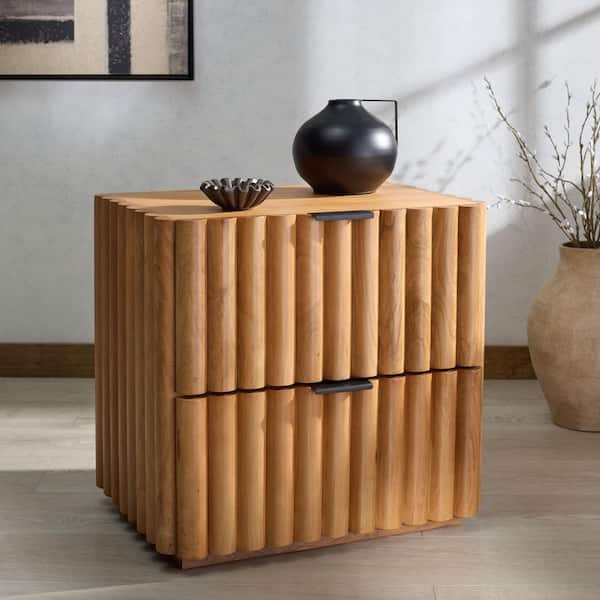 Renata Natural/Black 2 Drawer Nightstand