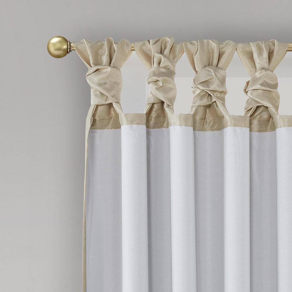 Champagne Faux Silk Blackout Tab Top Curtain Panel