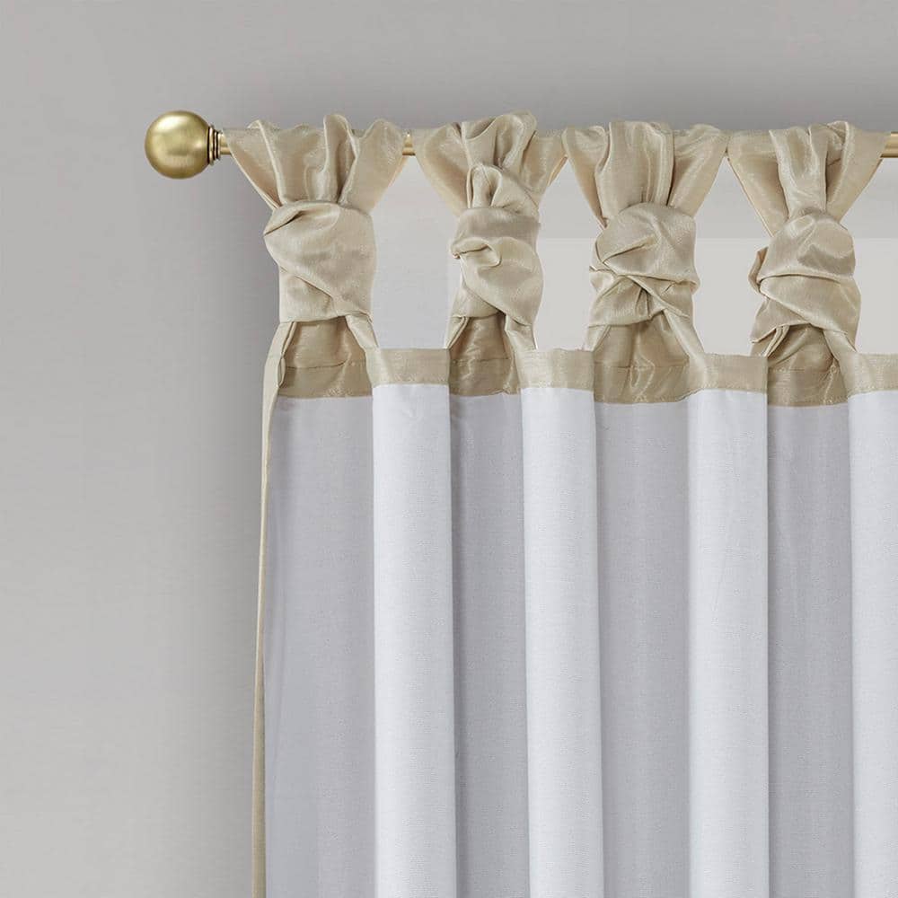 Champagne Faux Silk Blackout Tab Top Window Panel