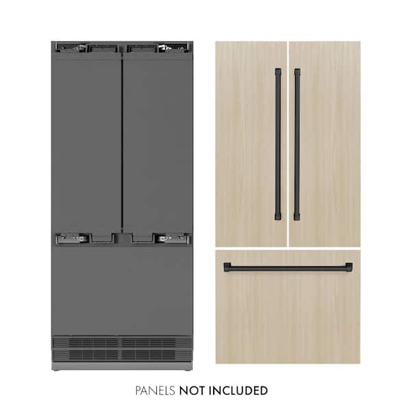 Autograph 36 in. 19.6 cu. ft. Counter Depth Panel Ready Bottom Freezer Refrigerator with Matte Black Accent