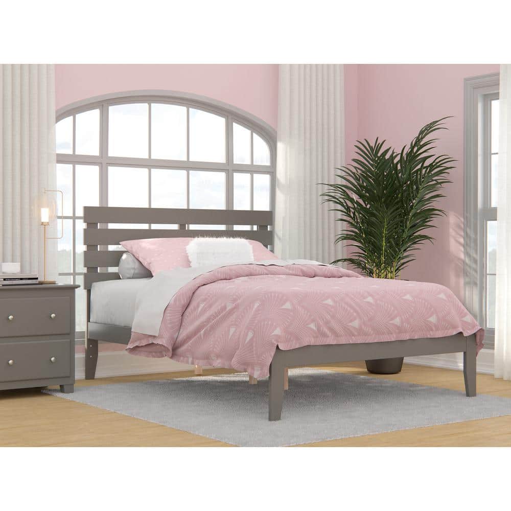 Oxford Full Gray Wood Frame Bed with Slats