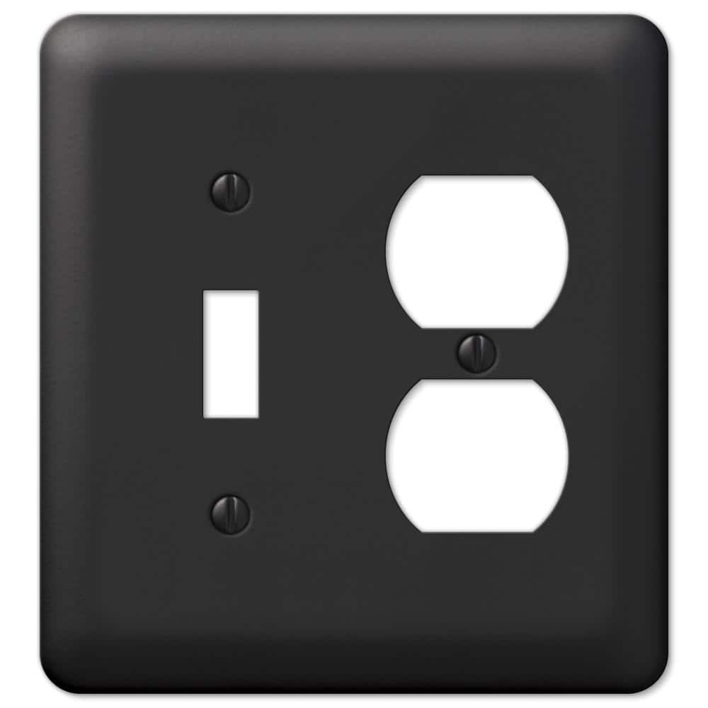 Black Metal 2-Gang Toggle and Duplex Wall Plate