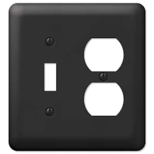Declan 2 Gang 1-Toggle and 1-Duplex Steel Wall Plate - Black