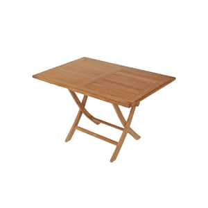Colorado 47 in. x 32 in. Folding Rectangular Natural Teak Outdoor Dining Table